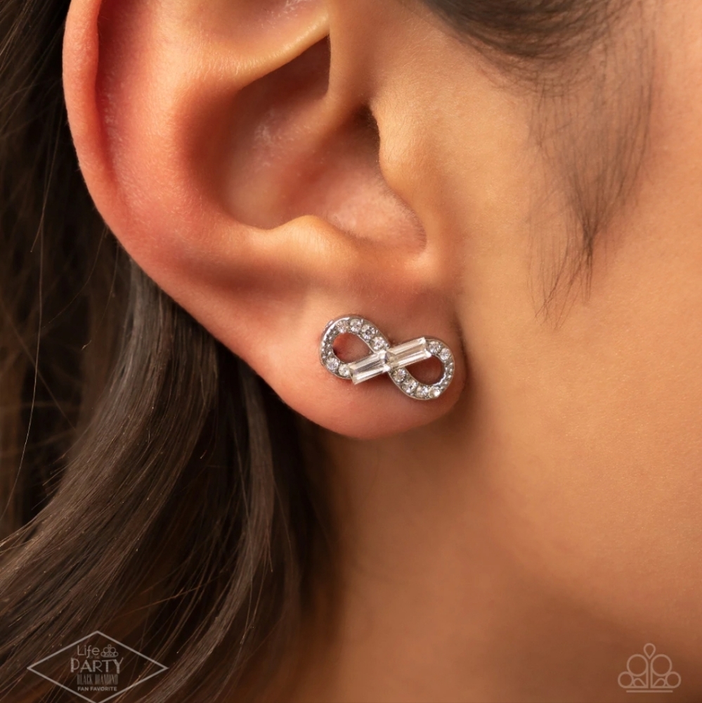 NWT Paparazzi Turn of The Century - White Rhinestone Silver - Earrings